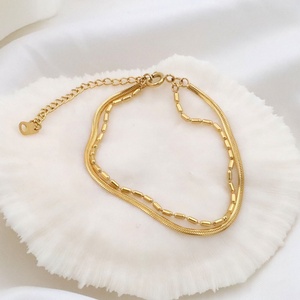 Bracciale in Acciaio Inossidabile a Doppio Strato con Catena a Osso di Serpente, Stile Europeo e Americano, Regalo Trendy per Migliori Amiche - Product Image 1