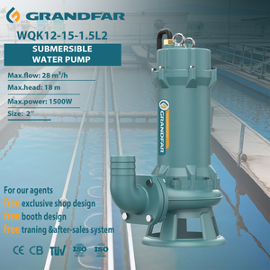 Bomba sumergible cortadora de aguas residuales GRANDFAR High OEM 1500W 2HP con salida de 2'' y altura máxima de elevación de 15m, modelo WQK12-15-1.5L2 - Product Image 1