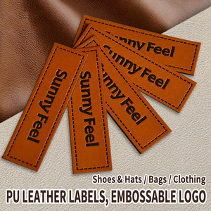 Étiquettes personnalisées en cuir PU avec logo en relief, patch à coudre pour vêtements, sacs, chapeaux, chaussures - Product Image 1