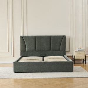 Base de Cama Moderna con Elevación Hidráulica - Cama con Almacenamiento Tapizada en Tela Gris para Dormitorio Principal y Hotel - Product Image 2