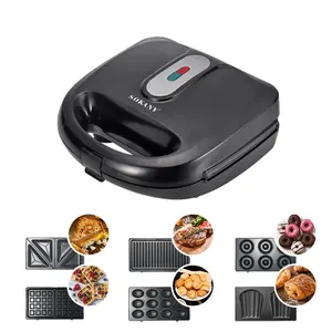 Sandviç makinesi çıkarılabilir tabaklar waffle grill 4 in 1 ev kullanımı için yapışmaz elektrikli makine bakeware yapışmaz kabarcık kek fırın