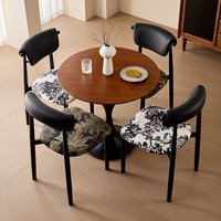 Ensemble de table à manger ronde en bois massif de style rétro français pour les espaces adaptés aux maisons, cafés, salons de thé, hôtels, réunions