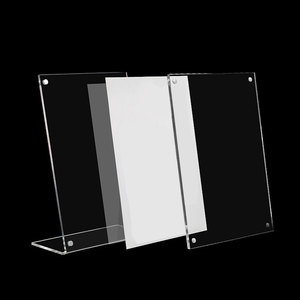 Nhà Máy Tùy Chỉnh Kích Thước Rõ Ràng <span class=keywords><strong>Acrylic</strong></span> Cơ Sở Thẻ Chủ L Hình Dạng Giữ Dấu Đơn Chủ Thẻ Kinh Doanh Cho A4 A4 Giấy Hiển Thị Đứng - Product Image 6