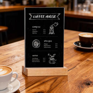 Espositore da Tavolo in Acrilico Trasparente - Porta-Cartelli Cristallino HD con Base in Legno di Faggio per Menu/Ufficio/Etichette Prezzi - Product Image 4