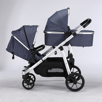 Poussette de bébé réglable de voyage en plein air multifonctionnelle pliable en aluminium poussette double pour bébé
