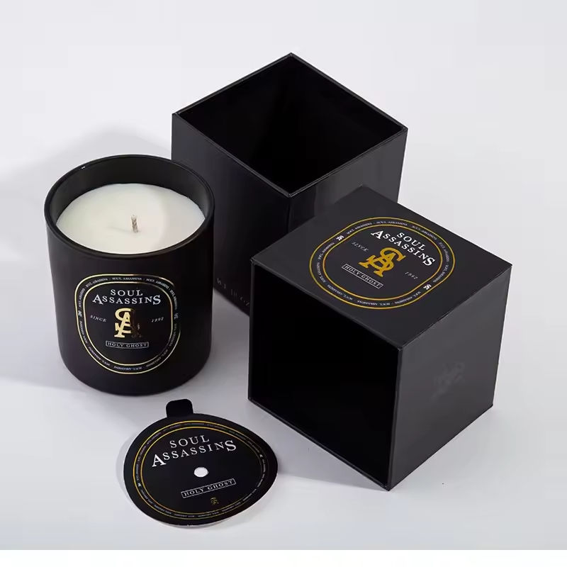 Black Jar Gold Print Scented Candle