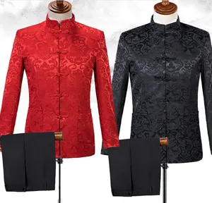 <span class=keywords><strong>Costume</strong></span> personnalisé de tunique chinoise de chanteur d'hôte de scène de <span class=keywords><strong>demi</strong></span>-toile smoking - Product Image 1