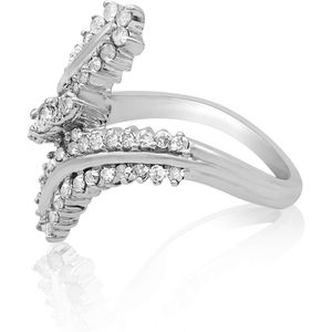 Anillo de Compromiso con Diamante Blanco Natural, Corte Brillante Redondo, Plata de Ley, Color G, Joyería para Mujer - Product Image 3