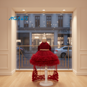 Meiqiai Longue Robe de Soirée Princesse Sans Manches en Tulle Rouge avec Traîne et Paillettes T2325XZ - Product Image 1