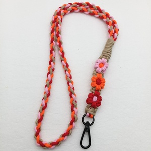 Custom Bohemian Style Anti-Lost Mobile Phone Necklace Hand Woven Daisy Cotton Phone Strap <b>Lanyard</b> Light Keychain for Phone Case - Product Image 5