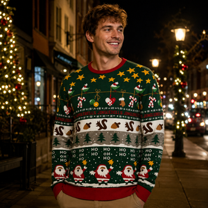 Manufacturers Custom Jacquard Pullover Ugly Christmas <strong>Jumpers</strong> <strong>Men's</strong> Crewneck <strong>Xmas</strong> Sweater Winter Knitwear - Product Image 4