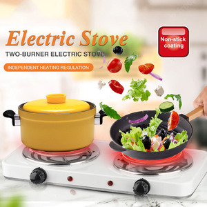 เตาไฟฟ้าแบบสองหัวเตา 220V ปรับความร้อนได้ สำหรับผัด ทำซุป สีขาว - Product Image 3