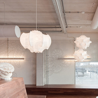 Mode Soie Tissu Dimmable Led Pendentif Lumière Blanc Soie Tissu Lumière Multi Forme À La Main Suspendue Suspension Lampe
