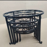 Ensemble de 5 supports à fleurs en fer, support à fleurs sur pied pour intérieur et extérieur, balcon, salon, support pour pot de fleurs