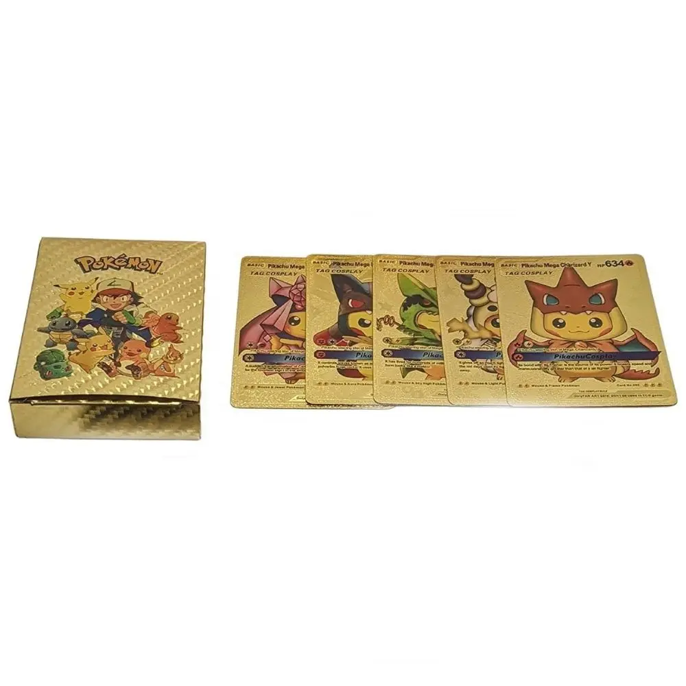 55 Cartas Pokemom Cards Gold Card V Vmax Spanish Golden Kids Game Collection Cards Christmas Gift