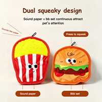 Série de jouets pour chiens en peluche, style coréen, écologiques et durables, avec son et papier sonore, motifs dessin animé : Hamburger, Popcorn, Hot-dog, Pizza