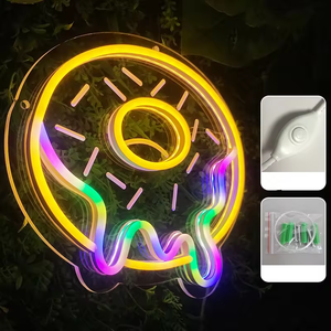 Tanda Neon donat untuk dekorasi dinding, tanda Neon donat dengan sakelar redup, lampu Neon LED untuk kamar, kamar tidur - Product Image 3