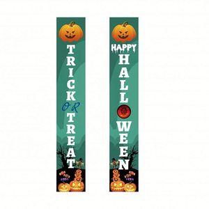 Juego de letreros para porche: Truco o trato y Feliz Halloween, pancarta de fantasma espeluznante, bruja y lápida para decoración de puerta principal - Product Image 2