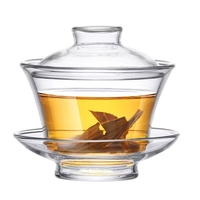 Ensemble de tasses à thé Gaiwan en verre résistant à la chaleur de 150 ml, avec soucoupe et couvercle, pour thé Kungfu