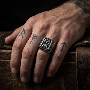 Anello da Uomo in Acciaio Inossidabile 316L, Stile Vintage con Incisione Araba, Fascia Larga, Anti-Appannamento, Ipoallergenico, per Uomini Musulmani, Uso Quotidiano - Product Image 3