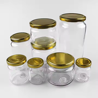 Bocaux en verre personnalisés en gros vides de 30 ml à 1000 ml pour le stockage du miel et de la confiture avec des couvercles en fer blanc doré et noir