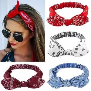 New Paisley Bow Headband for Women Elastic Knot <strong>Hair</strong> Bands Vintage Boho Turban Headwrap Red White Blue <strong>Burgundy</strong> <strong>Hair</strong> <strong>Accessories</strong> - Product Image 2