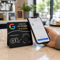 Carte/autocollant en PVC (carré ou rond) 13,56 MHz NFC pour avis Google – Étiquette de rappel pour les commentaires – Matériaux Plexiglas/Acrylique acceptables