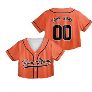 Custom Baseball Jersey for Kids Adults Personalized Color Team Jersey <b>Crop</b> <b>Top</b> Game Day Matching Outfit Women Girls Fans - Product Image 1