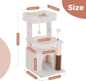 Multi-nível Simples Branco Plush <span class=keywords><strong>Cat</strong></span> Coçar Post <span class=keywords><strong>Cat</strong></span> Tree Tower com Sisal <span class=keywords><strong>Scratcher</strong></span> para Gato - Product Image 3