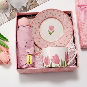 Best Selling Tulip Themed Bridesmaid Gift Set with Ceramic Cup & Plate for Wedding Favor Bridal <b>Shower</b> Bulk Wholesale - Product Image 5