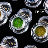 Poudre à ongles Feishi effet miroir caméléon, paillettes multicolores irisées, pigment chromé ultra fin, brillant métallique, pot individuel