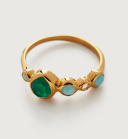 Bague Turquoise pour femme en acier inoxydable PVD plaqué or sous vide Bague en pierre ronde verte personnalisée