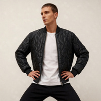 Blouson Bomber Vintage Brodé Personnalisé Hiver Homme Femme Col Montant Matelassé Tissu Laine Fermeture Éclair OEM Noir Logo Avant