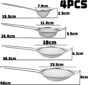 Petits passoires en acier inoxydable pour cuisine, mailles fines, poignée renforcée, 5/8/12/18 cm, utilisation domestique, <span class=keywords><strong>passoire</strong></span> de cuisine en maille - Product Image 6