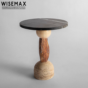 WISEMAX FURNITURE Table basse ronde en marbre travertin léger de luxe pour hôtel restaurant café Table d'appoint pour salon - Product Image 5