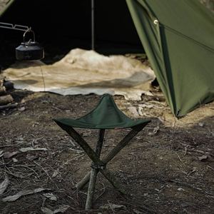 Chaise de <span class=keywords><strong>bushcraft</strong></span> portable à trois pieds <span class=keywords><strong>en</strong></span> coton TC, mobilier d'extérieur pliable, design rustique, durable, respirant, pour le camping et la <span class=keywords><strong>survie</strong></span> - Product Image 3