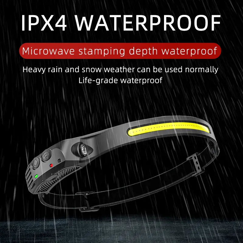 Sensor Lightweight Super Bright Waterproof COB+XPE 230 degrees LED Wide Beam Rechargeable Headlamp for Outdoor Hiking Repairing
