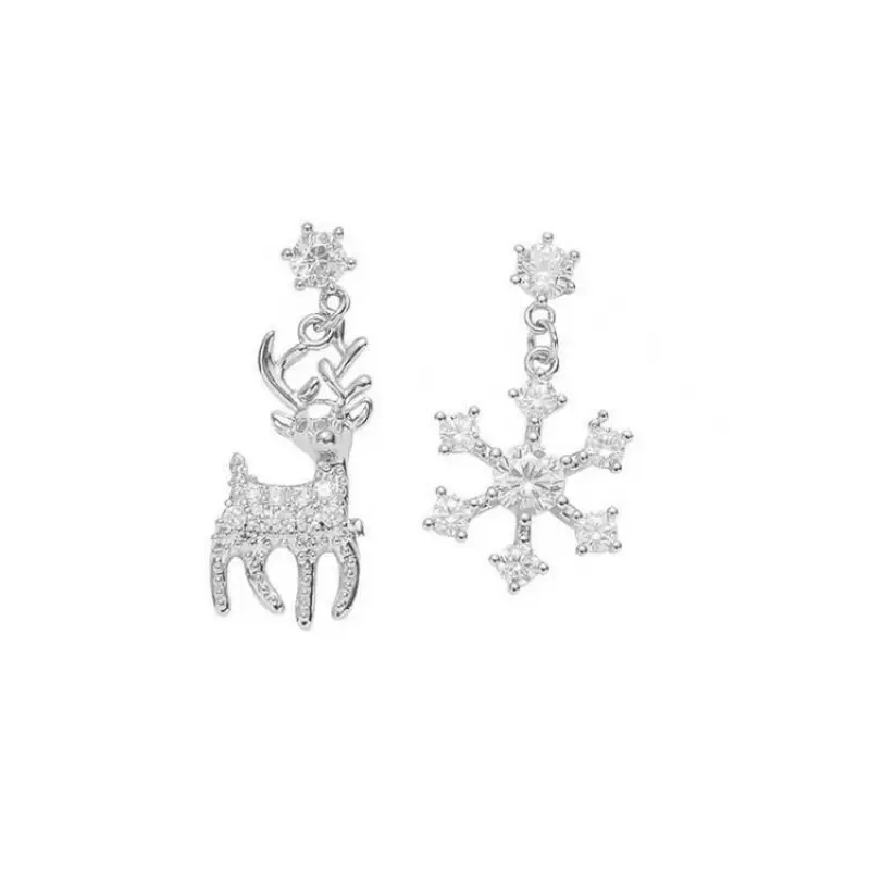 2023 S925 Sterling Silver Earrings Zircon Earrings Snowflake Elk Cute Jewelry Girls
