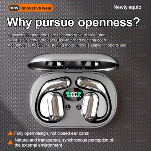 Tai nghe không dây mở tai nghe xương dẫn tai nghe thể thao cảm ứng điều khiển âm lượng 3D âm thanh vòm được xây dựng trong ED hiển thị - Product Image 2