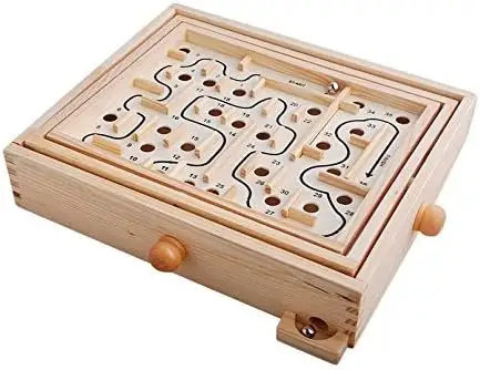 Wooden Labyrinth Game   Table Balance Toy for Kids   Adults Handcrafted Wood Crafts