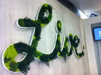 Logo mural vert lumineux 3D personnalisable en LED, lettres en herbe et en mousse, publicité et décoration, panneau d'affichage d'entrée