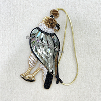 PH121 Nouveauté Patch Aigle en Strass Fait Main, Appliques Aigle et Perroquet de Luxe Scintillantes, Breloque de Sac avec Anneau de Suspension