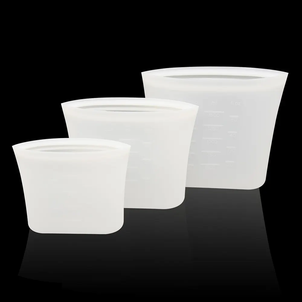 簡単なクリーニング食器洗い機安全なBPAプラスチックフリー接着剤なし再利用可能なスタンドアップ漏れ防止純粋なシリコン食品貯蔵バッグ
