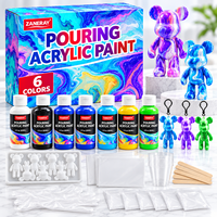 Kit DIY Ours Violent Fluide – Ensemble de Peinture Acrylique pour Coulée de Résine – Jouet d'Art Fluide pour Décoration Faite Main 60ml