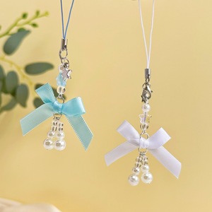 سلسلة مفاتيح لطيفة بشريط ساتان وردي مع قلادة نجمة لؤلؤية، حزام هاتف، زينة للحقائب النسائية، حبل تعليق للهاتف المحمول، إكسسوارات - Product Image 4