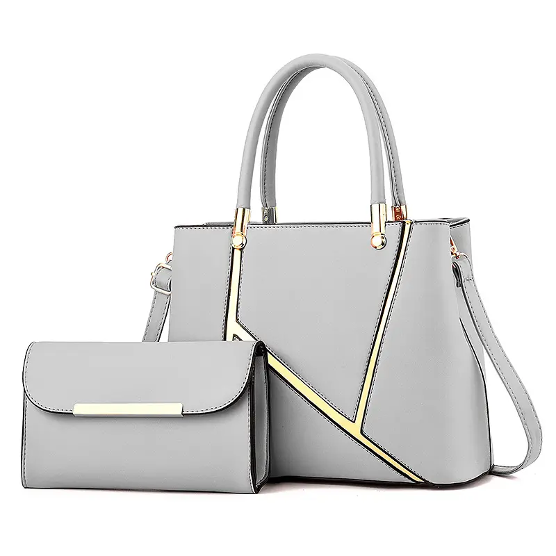 2024 yeni moda Metal Totebag Pu deri debriyaj Mini çanta düşük adedi özel kadınlar için 2 adet Set çanta