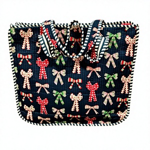 bow charm everyday bag ribbon bliss quilted tote bag velvet <b>candy</b> ribbon quilted carryall elegant bows market tote - Product Image 5
