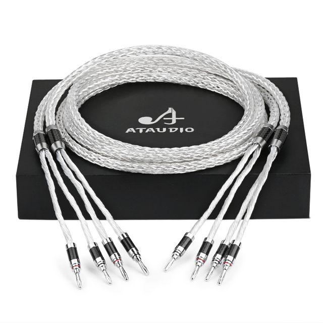 HIFI Banana Speaker Cable High-End Audio Cable Gold Connectors OCC Silver-plated Wire Core One Pair Projector Monitor Microphone