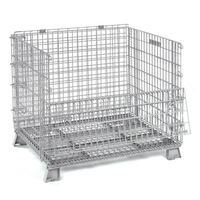 Nouvelle Cage de Stockage Double Galvanisée en Gros par le Fabricant Depotfit, Caisse à Palettes en Fil d'Acier, Boîte Métallique Empilable pour Rayonnage