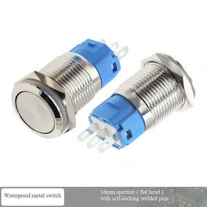 Interrupteur 1NO 3A 220V en acier inoxydable argenté de 16 mm, tête bombée/plaine, IP65, pour applications domestiques et automobiles - Product Image 4